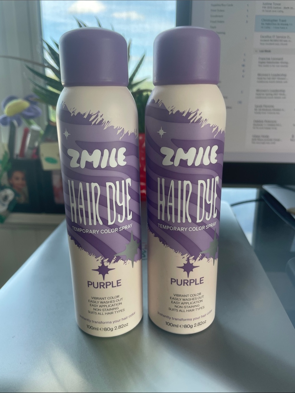Set of 2 Zmile Purple Hair Dye Temporary Color Spray 100 ml